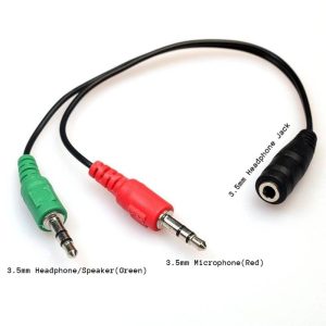 AUX 4pin 3,5mm male to 3 pin 2 female 3,5mm adapter (for headset and microphone)