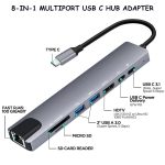 Type-C to 2 X USB3.0 , HDMI , 2 X type-c , LAN(RJ45) , microSD , SD , card reader,  adapter HUB  for Apple Macbook Series, Chromebook , PC , and Laptops With USB-C (Type-C) output, Type-c Docking 8 in 1