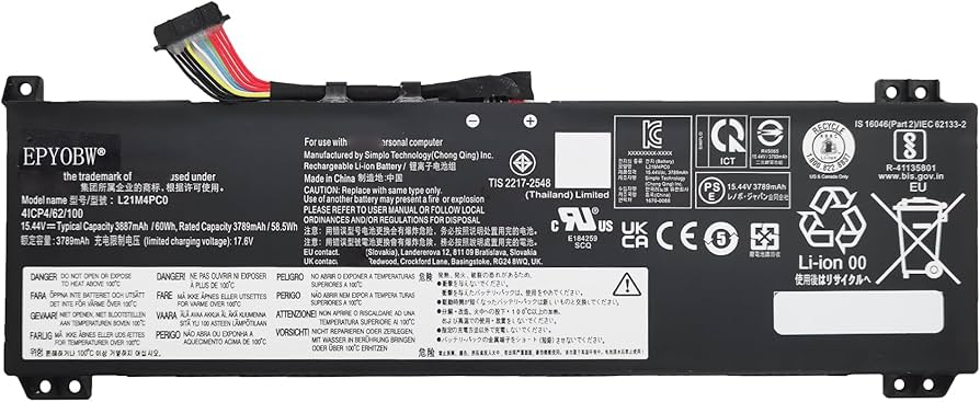 L21M4PC0 for Lenovo Legion 5 15ARH7, 15IAH7 series battery